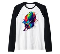 Esgrima Splash Art - Esgrima Deportes Coloridos Máscara y Espada Camiseta Manga Raglan