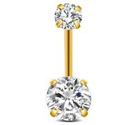 ESHIONER G23 Joyería de titanio para piercing en ceja Rook Labret vertical Barra para labio Tragus Labret Daith Piercing en ceja Anillo de oro 6 mm 16 g Barra curva para ombligo Barra curva