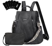 Eshow Mochila Antirrobo Mujer con Neceser Pequeño, Bolso Impermeable de Cuero PU, se Puede como Bandolera o de Mano para Trabajo Viaje Universidad Escuela y Compras