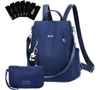 Eshow Mochila Antirrobo para Mujeres y Chicas, se Puede como Bolso de Hombro o Bolsa Bandolera, Adecuado para Viaje Escuela Compras y Trabajo Azul