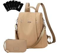 Eshow Mochila pequeña para mujer, antirrobo, pequeña mochila urbana, elegante, 3 en 1, mochila moderna para desplazamientos, escuela, trabajo, viajes, Light Grey Set