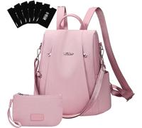 Eshow Mochila pequeña para mujer, antirrobo, pequeña mochila urbana, elegante, 3 en 1, mochila moderna para desplazamientos, escuela, trabajo, viajes, Light Pink Set
