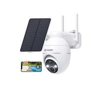 YESKANO Camara Vigilancia WiFi Exterior Solar, 2K Cámaras de Vigilancia sin Cables, 360° PTZ,visión Nocturna de Color,2.4 GHz Wi-Fi, Detección de IA, PIR Sirena,IP66