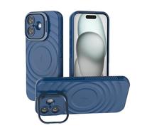 ESHUYI Funda Magnética para iPhone 17 Compatible con MagSafe, Carcasa Antigolpes de Grado Militar con Soporte, Airbags de Seguridad Integrados, Azul