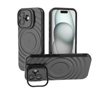 ESHUYI Funda Magnética para iPhone 17 Compatible con MagSafe, Carcasa Antigolpes de Grado Militar con Soporte, Airbags de Seguridad Integrados, Negro