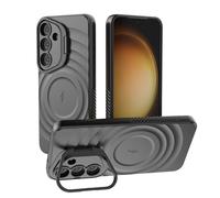 ESHUYI Funda Magnética para Samsung Galaxy S25 Compatible con MagSafe, Carcasa Antigolpes de Grado Militar con Soporte, Airbags de Seguridad Integrados, Negro