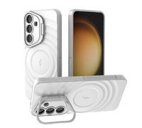 ESHUYI Funda Magnética para Samsung Galaxy S25 Compatible con MagSafe, Carcasa Antigolpes de Grado Militar con Soporte, Airbags de Seguridad Integrados, Blanco