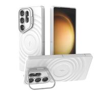 ESHUYI Funda Magnética para Samsung Galaxy S25 Ultra Compatible con MagSafe, Carcasa Antigolpes de Grado Militar con Soporte, Airbags de Seguridad Integrados, Blanco