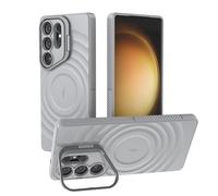 ESHUYI Funda Magnética para Samsung Galaxy S25 Ultra Compatible con MagSafe, Carcasa Antigolpes de Grado Militar con Soporte, Airbags de Seguridad Integrados, Gris