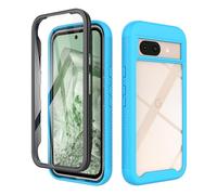 ESHUYI® Funda para Google Pixel 9a [Protección Completa Anti-caída de 360°] Carcasa Transparente de Grado Militar con Protector de Pantalla Incorporada, Azul Claro
