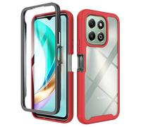 ESHUYI® Funda para Honor X6b/Honor X6a/Honor X5b/Honor X5b Plus [Protección Completa Anti-caída de 360°] Carcasa Transparente de Grado Militar con Protector de Pantalla Incorporada, Rojo