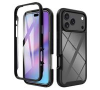 ESHUYI® Funda para iPhone 17 Pro MAX [Protección Completa Anti-caída de 360°] Carcasa Transparente de Grado Militar con Protector de Pantalla Incorporada, Negro