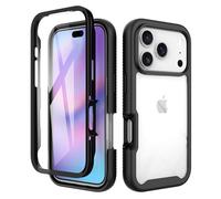 ESHUYI® Funda para iPhone 17 Pro [Protección Completa Anti-caída de 360°] Carcasa Transparente de Grado Militar con Protector de Pantalla Incorporada, Negro
