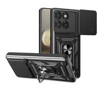 ESHUYI Funda para Motorola Edge 60 Pro con Protección de Cámara Cubierta y Soporte de Anillo [Compatible con Soporte Magnético para Coche] Carcasa Grado Militar Anti-caída, Negro