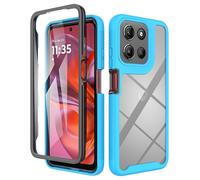 ESHUYI® Funda para Motorola Moto G15 [Protección Completa Anti-caída de 360°] Carcasa Transparente de Grado Militar con Protector de Pantalla Incorporada, Azul Claro