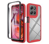 ESHUYI® Funda para Motorola Moto G15 [Protección Completa Anti-caída de 360°] Carcasa Transparente de Grado Militar con Protector de Pantalla Incorporada, Rojo