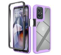 ESHUYI® Funda para Motorola Moto G55 5G [Protección Completa Anti-caída de 360°] Carcasa Transparente de Grado Militar con Protector de Pantalla Incorporada, Púrpura Claro