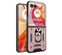 ESHUYI Funda para Motorola RAZR 60 Ultra con Protección de Cámara Cubierta y Soporte de Anillo [Compatible con Soporte Magnético para Coche] Carcasa Grado Militar Anti-caída, Oro Rosa
