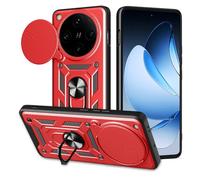 ESHUYI® Funda para OPPO Find X8 Pro 5G con Protección de Cámara Cubierta y Soporte de Anillo [Compatible con Soporte Magnético para Coche] Carcasa Grado Militar Anti-caída, Rojo