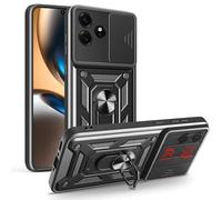 ESHUYI Funda para Realme GT 7T 5G/Realme GT 7 con Protección de Cámara Cubierta y Soporte de Anillo [Compatible con Soporte Magnético para Coche] Carcasa Grado Militar Anti-caída, Negro