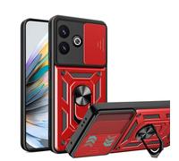 ESHUYI Funda para Vivo V60 Lite (4G/5G) con Protección de Cámara Cubierta y Soporte de Anillo [Compatible con Soporte Magnético para Coche] Carcasa Grado Militar Anti-caída, Rojo
