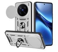 ESHUYI® Funda para Vivo X200 Pro 5G con Protección de Cámara Cubierta y Soporte de Anillo [Compatible con Soporte Magnético para Coche] Carcasa Grado Militar Anti-caída, Plata