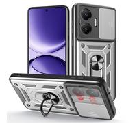 ESHUYI Funda para Xiaomi Poco F7 5G con Protección de Cámara Cubierta y Soporte de Anillo [Compatible con Soporte Magnético para Coche] Carcasa Grado Militar Anti-caída, Plata