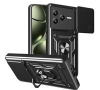 ESHUYI® Funda para Xiaomi Poco F7 Pro con Protección de Cámara Cubierta y Soporte de Anillo [Compatible con Soporte Magnético para Coche] Carcasa Grado Militar Anti-caída, Negro