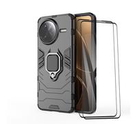 ESHUYI Funda para Xiaomi Poco F7 Ultra con 2 Piezas Protector de Pantalla, Giratorio Soporte de 360°, Compatible con Soporte Magnético para Coche, Carcasa Negro