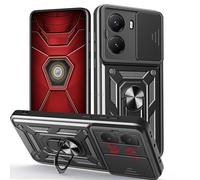 ESHUYI® Funda para Xiaomi Poco X7 Pro 5G con Protección de Cámara Cubierta y Soporte de Anillo [Compatible con Soporte Magnético para Coche] Carcasa Grado Militar Anti-caída, Negro