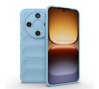 ESHUYI Funda Silicona Líquida para Honor Magic8 Lite con Protección Antigérmenes, Carcasa Antichoque de Grado Militar con Revestimiento de Microfibra Suave, Azul Claro