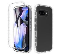 ESHUYI® Funda Transparente para Google Pixel 9a con Protector de Pantalla, Carcasa de Silicona con PC Bumper, Protector Antigolpes de 360 Grados, Transparente