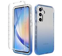 ESHUYI® Funda Transparente para Samsung Galaxy A17 5G/Galaxy A26 con Protector de Pantalla, Carcasa de Silicona con PC Bumper, Protector Antigolpes de 360 Grados, Azul