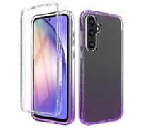 ESHUYI® Funda Transparente para Samsung Galaxy A56 5G/Galaxy A36 5G con Protector de Pantalla, Carcasa de Silicona con PC Bumper, Protector Antigolpes de 360 Grados, Púrpura