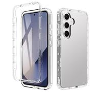 ESHUYI® Funda Transparente para Samsung Galaxy S25 con Protector de Pantalla, Carcasa de Silicona con PC Bumper, Protector Antigolpes de 360 Grados, Transparente