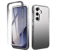 ESHUYI® Funda Transparente para Samsung Galaxy S25 con Protector de Pantalla, Carcasa de Silicona con PC Bumper, Protector Antigolpes de 360 Grados, Negro