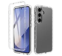 ESHUYI® Funda Transparente para Samsung Galaxy S25 Plus(S25+) con Protector de Pantalla, Carcasa de Silicona con PC Bumper, Protector Antigolpes de 360 Grados, Transparente