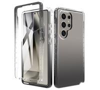 ESHUYI® Funda Transparente para Samsung Galaxy S25 Ultra con Protector de Pantalla, Carcasa de Silicona con PC Bumper, Protector Antigolpes de 360 Grados, Negro