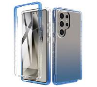 ESHUYI® Funda Transparente para Samsung Galaxy S25 Ultra con Protector de Pantalla, Carcasa de Silicona con PC Bumper, Protector Antigolpes de 360 Grados, Azul
