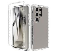 ESHUYI® Funda Transparente para Samsung Galaxy S25 Ultra con Protector de Pantalla, Carcasa de Silicona con PC Bumper, Protector Antigolpes de 360 Grados, Transparente