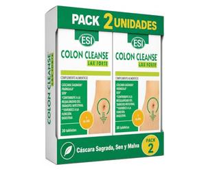 ESI Colon Cleanse Lax Forte - Cáscara Sagrada, Sen y Malva - Pack 2 | Complemento alimenticio con extractos naturales de plantas para el tránsito intestinal. Pack de 2 envases.