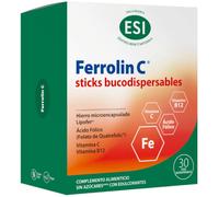 Ferrolin C Hierro Microencapsulado en Sticks Bucodispersables con Vitamina C Ácido Fólico y B12 Complemento Alimenticio para Adultos y Niños Sabor Afrutado Caja con 30 Sobres