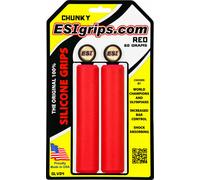ESI Fornido Montaña Silicona Puños de Manillar 130mm Rojo MTB Mtn Bicicleta