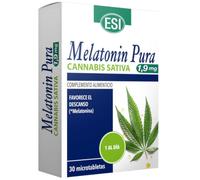Melatonina Pura 1,9 mg con Aceite de Semilla de Cáñamo - 30 Microtabletas | Descanso Nocturno Natural | Con Vitamina E y Omega 3-6 | Sin Azúcar | Sin Gluten | Producto Vegano | ESI