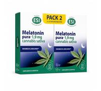 ESI Melatonina Pura 1,9 mg con Aceite de Cáñamo - 30 Microtab Pack 2 | Veganas y sin azúcar ni gluten, con vitamina E y omega 3-6. Pack de 2 envases de 30 unidades.