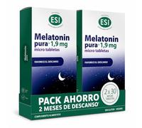 ESI Melatonina Pura 1,9 mg - Sin Gluten - 30 Microtabletas - Pack 2 | Complemento apto para veganos, sin lactosa. La melatonina reduce el tiempo para conciliar el sueño. Pack de 2.