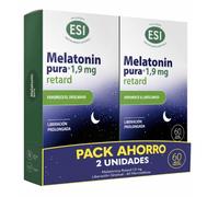 ESI Melatonina Retard 1,9 mg - Liberación Gradual - 60 Microtabletas | Formato vegano de una toma antes de dormir. La melatonina ayuda a reducir el efecto del jet lag.