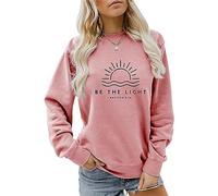 ESIKAH Be The Light Sudadera Mateo 5:14 para mujer, casual, cuello redondo, camiseta cristiana, cita de fe bíblica, regalos, rosa