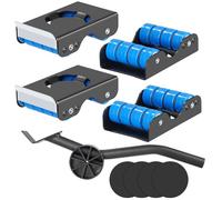 Esilihom Deslizadores de muebles con ruedas, juego de rodillos de transporte resistentes, 4 deslizadores de metal y barra de palanca, herramienta de movimiento de elevación de muebles, carrito para