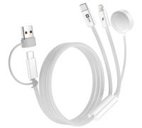 Esiposs 3 en 2 Cargador Magnético para Apple Watch Cable 1.5M, Multi Cargador 60W Carga Rápida USB C Lightning Cable para Phone 17/16/1514/13/12/11, iPad, iWatch Ultra/SE/11/10/9/8/7/6/5/4, Blanco